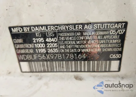 2007 Mercedes-Benz E 350 from USA, damaged, VIN WDBUF56X97B178164